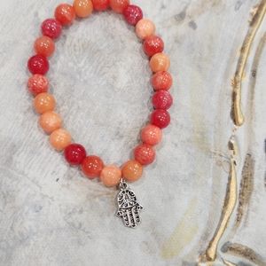 Red orange agate hamsa bracelet